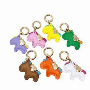 Set of 7 Pony PU Manmade Leather Purse Charms Keychains NEW